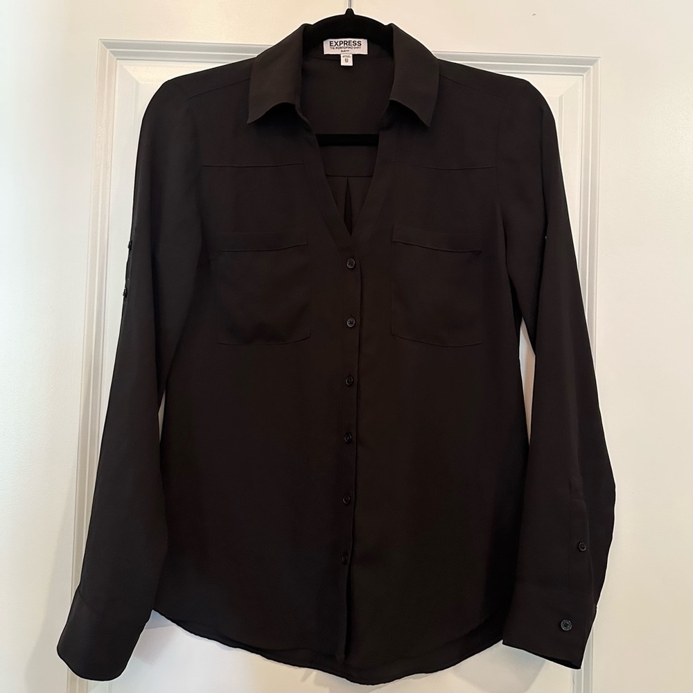 Express The Portofino Shirt Slim Fit Black Button-Up Shirt Size XS